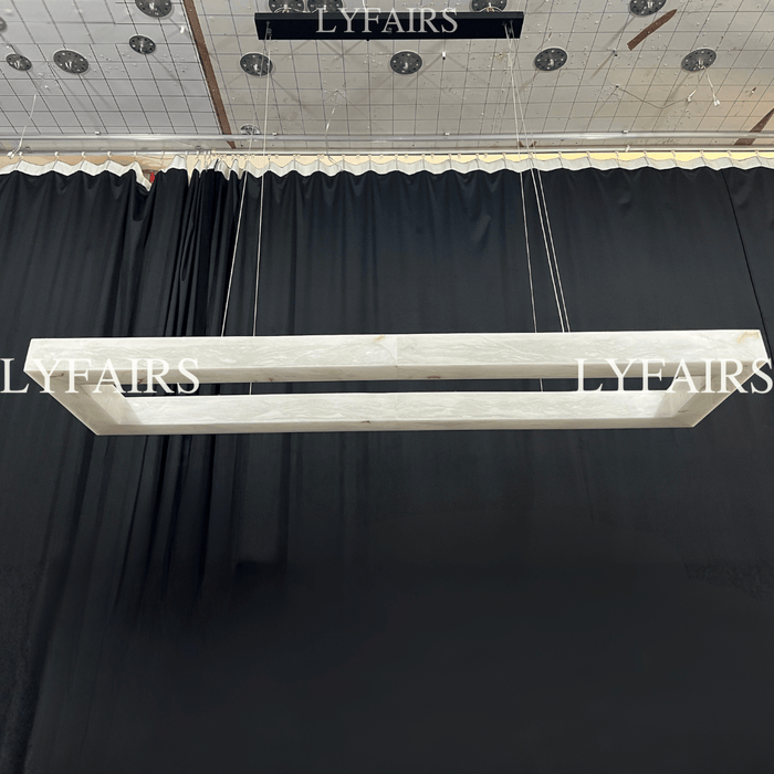 Lustre rectangulaire moderne en albâtre pour salle à manger