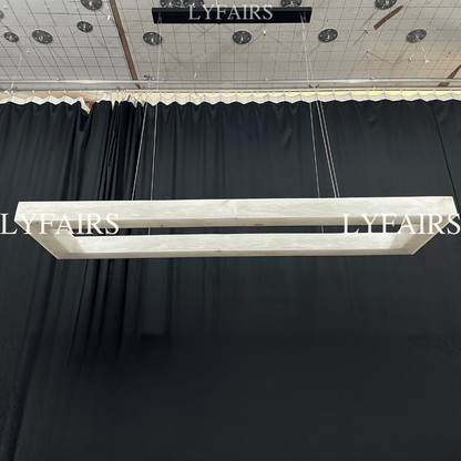 Lustre rectangulaire moderne en albâtre pour salle à manger
