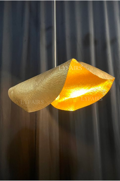 Lampada a sospensione postmoderna a foglia appassita in ottone
