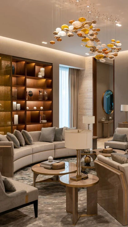 Light Luxury Colorful Glass Floating Chandelier for Living Room