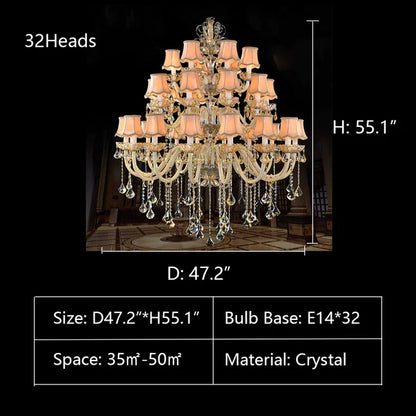 Extra Large Luxury Multi-Tiered Crystal Candle Chandelier for Living/Dining Room