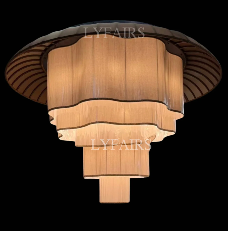Modern Tiered Wave-edge Fabric Chandelier for Hotel/Restaurant/Living Room