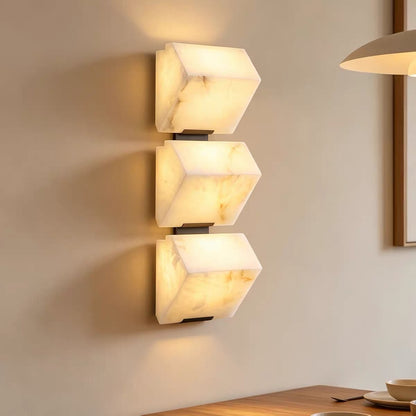Modern Minimalist Pyramid Natural Alabaster Wall Sconce