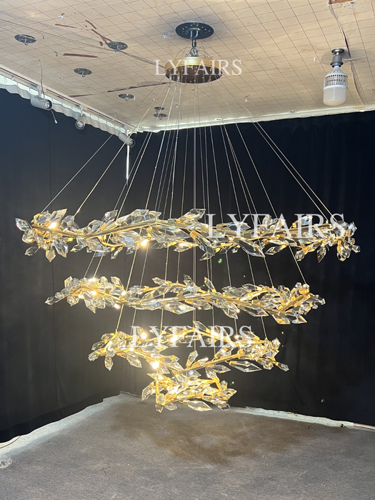 Art Handcrafted 1/2/3-tier Diamond-cut Crystal Chandelier for Living/Dining Room/Bedroom