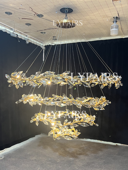Art Handcrafted 1/2/3-tier Diamond-cut Crystal Chandelier for Living/Dining Room/Bedroom