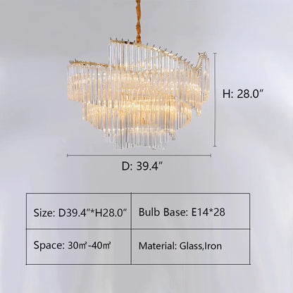 Large Modern Art Spiral Tiers Glass Pendant Chandelier for Living Room/Dining Room/Entryway
