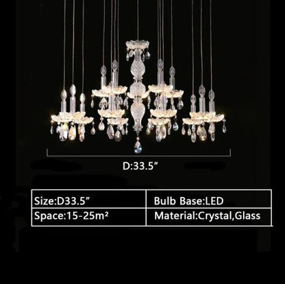 French Light Luxury Crystal Chandelier For Living Room, Dining Room, Bedroom