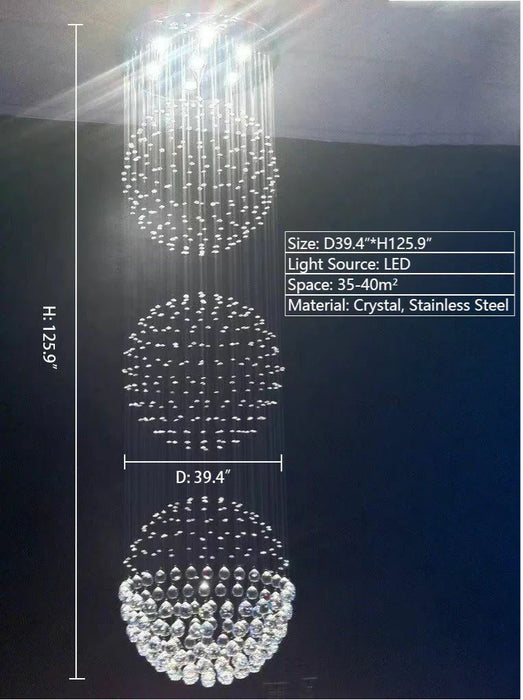 Modern Rotating Duplex Visual Artistic Extra Long Chandelier