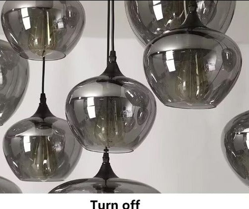 Smoky Gray Glass Chandelier for cafe and dining room