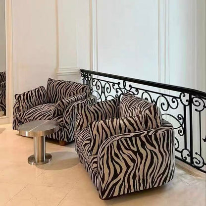 Statement Zebra‑Stripe Upholstered Modular Sofa System