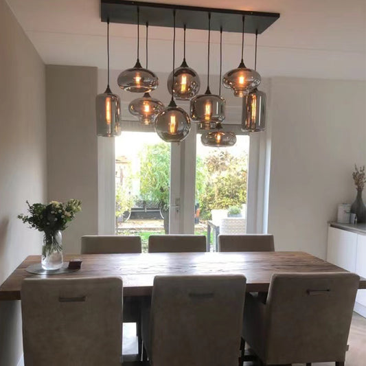 Smoky Gray Glass Chandelier for cafe and dining room