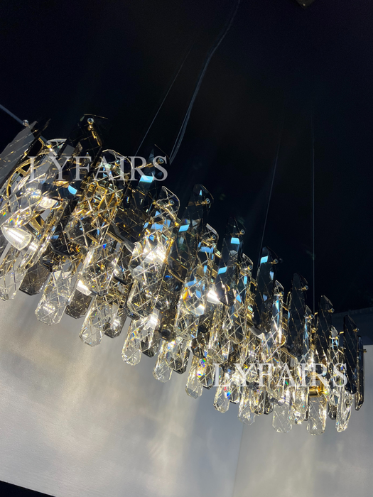 Lampadario moderno in cristallo grigio fumo, lampadario a sospensione scintillante per soggiorno/sala da pranzo/camera da letto/ufficio domestico