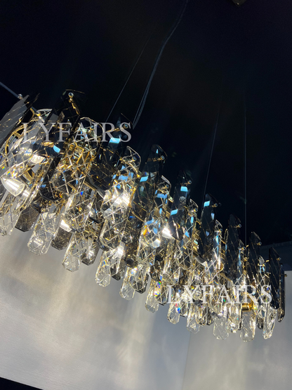 Lampadario moderno in cristallo grigio fumo, lampadario a sospensione scintillante per soggiorno/sala da pranzo/camera da letto/ufficio domestico