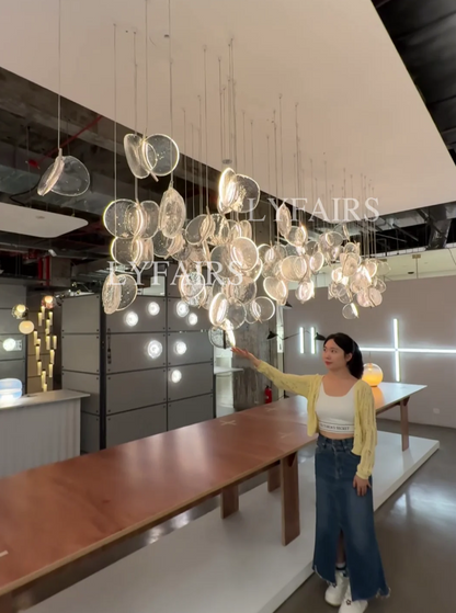 Modern Floating Chips Glass Chandelier for High Ceiling/Dining Room
