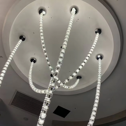 Modern Crystal Bullet Necklace Chain Chandelier for Living Room/Staircase/Foyer/Hotel/Restaurant