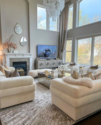 Cozy Cream Velvet Straight Sofa