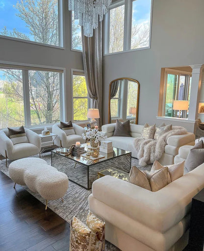 Cozy Cream Velvet Straight Sofa