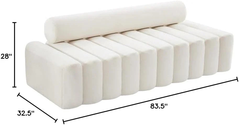 Velvet Upholstered Sofa with Deep Channel Tufting