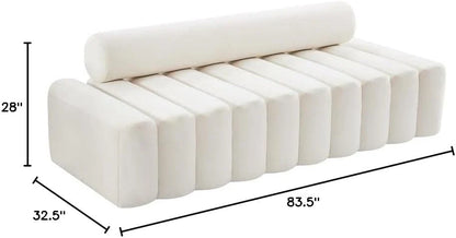 Velvet Upholstered Sofa with Deep Channel Tufting