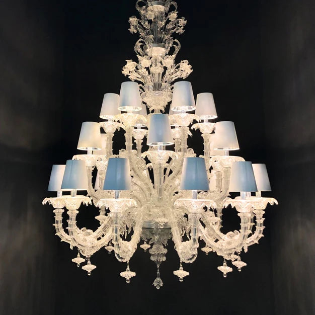 Luxury Crystal Flower Chandelier With Lampshade for Living Room/Staircase/Hotel