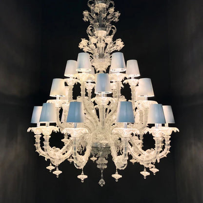 Luxury Crystal Flower Chandelier With Lampshade for Living Room/Staircase/Hotel