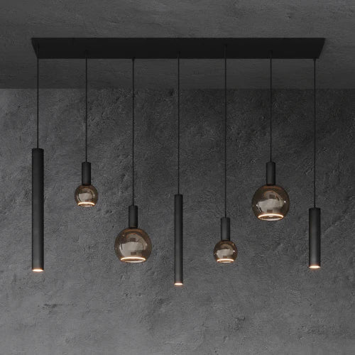Lampadario a sospensione moderno e minimalista con 6/7 lampadine e colonne per sala da pranzo
