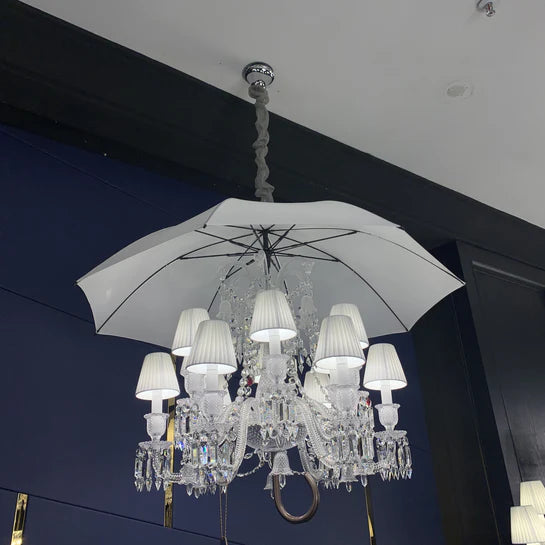 Lampadario di cristallo a lume di candela classico in stile unico con ombrello