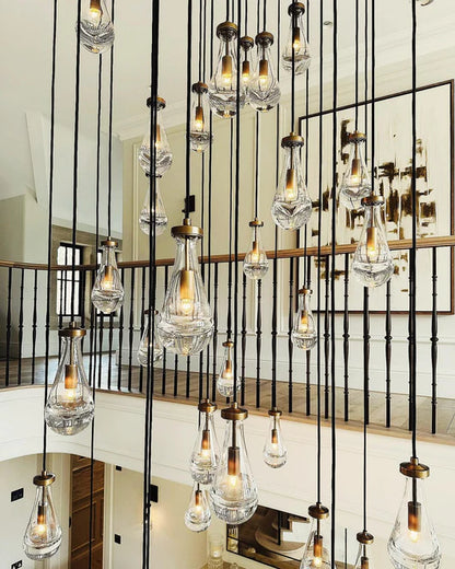 Lampadario moderno in cristallo a goccia con baldacchino rettangolare