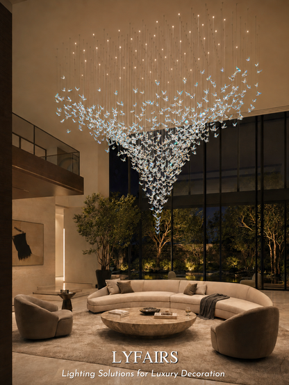 Lustre papillon rond encastré au design artistique de luxe léger