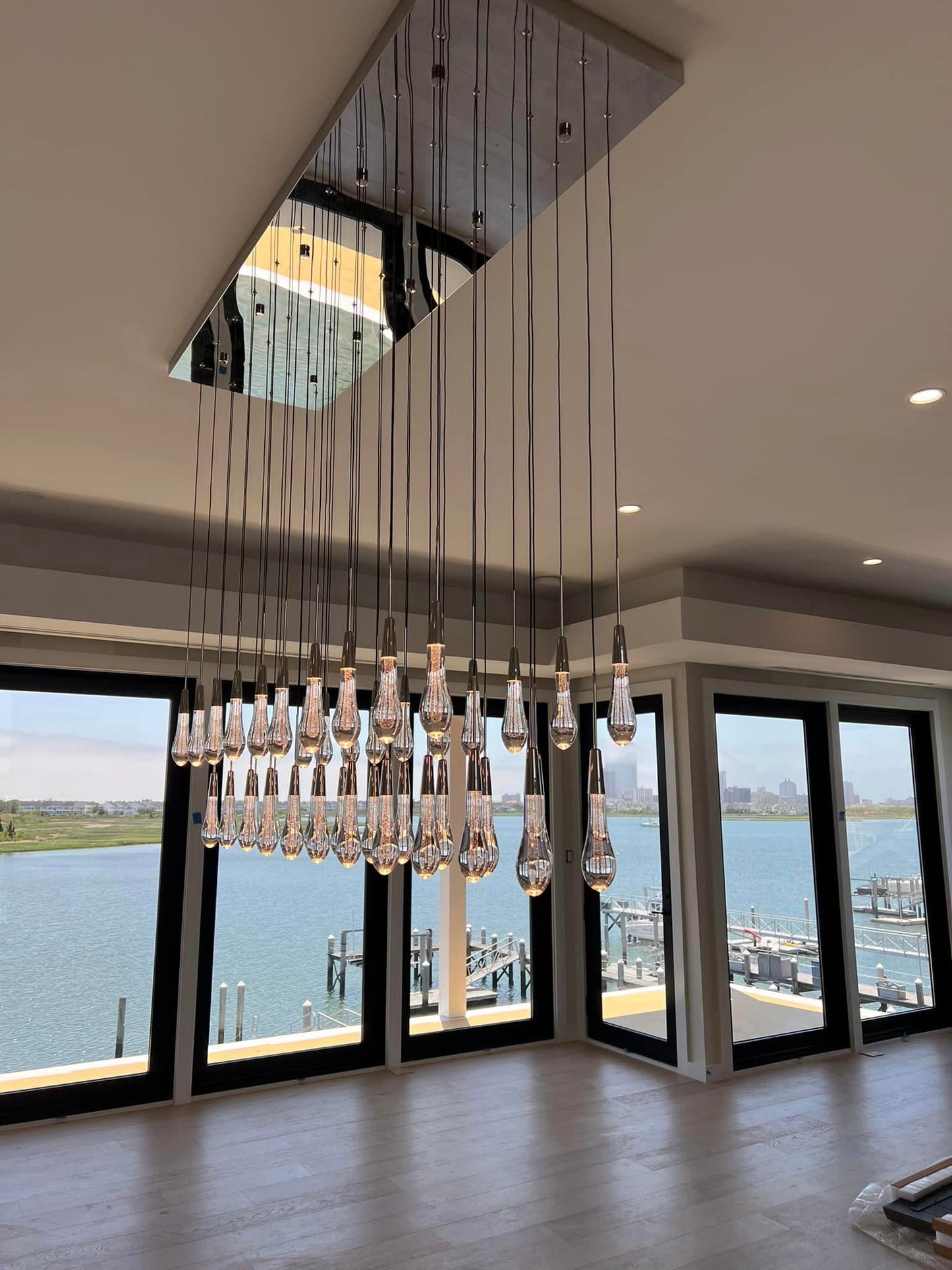 Modern Cascade Raindrop Linear Crystal Chandelier for Dining Room/Kitchen Island