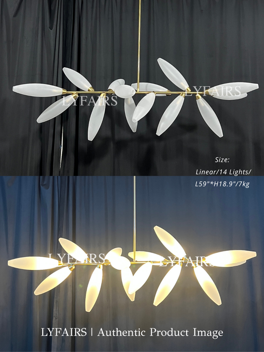 Lustre en fer minimaliste en forme de grain de riz pour salle à manger