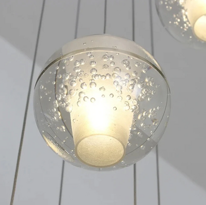 Oversized Nordic Art Round Air Bubbles Pendant Chandelier for Stairs/Spiral Staircase/Hotel Lobby
