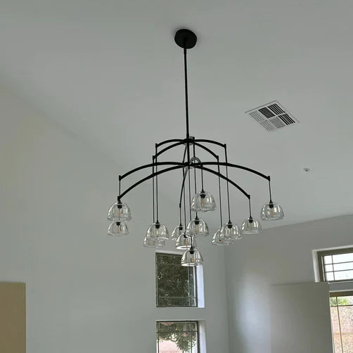 Modern Round Hemisphere Glass Chandelier
