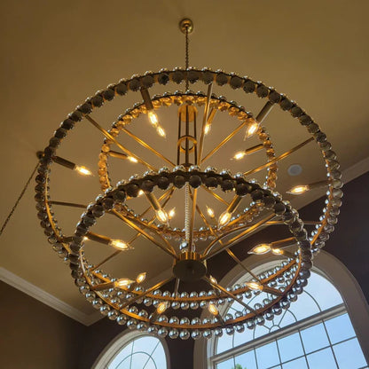 Modern 2/3 Ring Glass Ball Chandelier for Low-ceiling