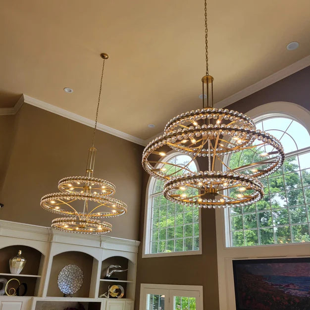 Modern 2/3 Ring Glass Ball Chandelier for Low-ceiling