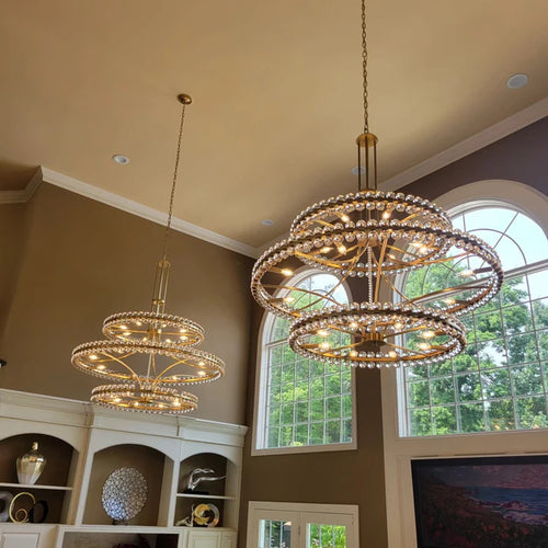 Modern 2/3 Ring Glass Ball Chandelier for Low-ceiling
