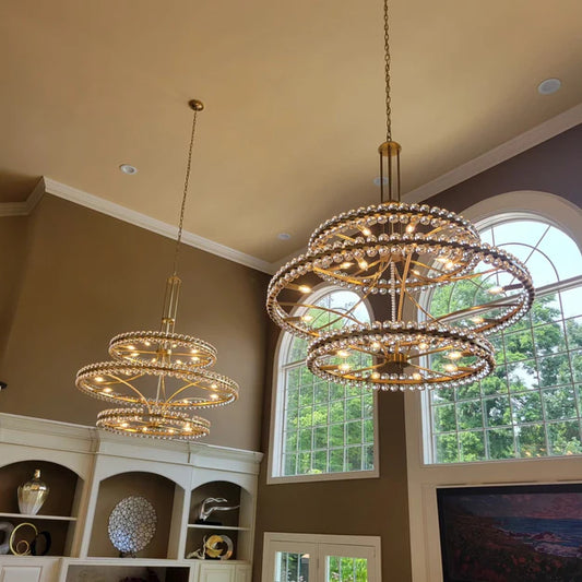 Modern 2/3 Ring Glass Ball Chandelier for Low-ceiling