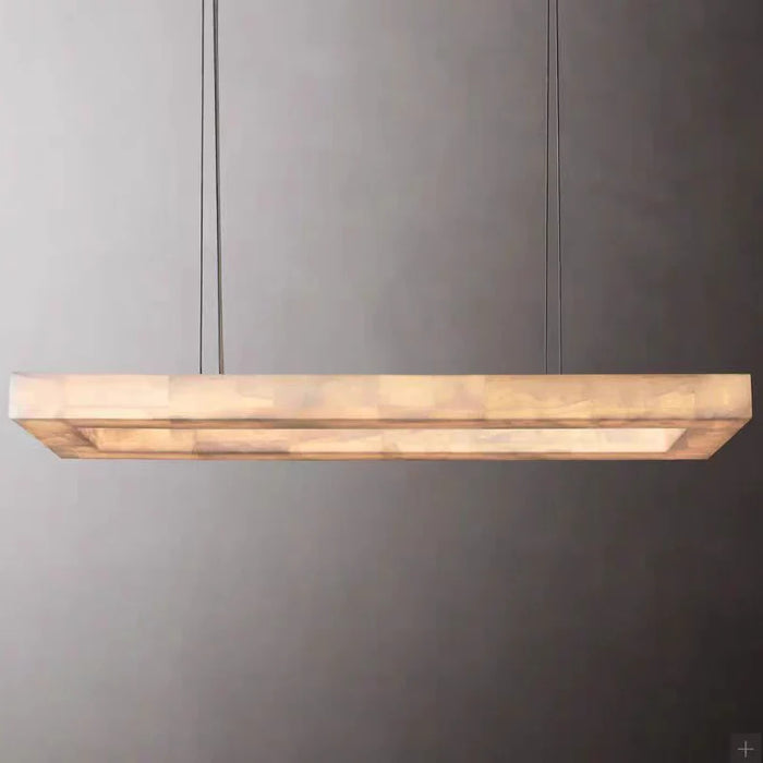 Lustre rectangulaire moderne en albâtre pour salle à manger