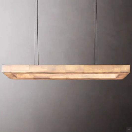 Lustre rectangulaire moderne en albâtre pour salle à manger