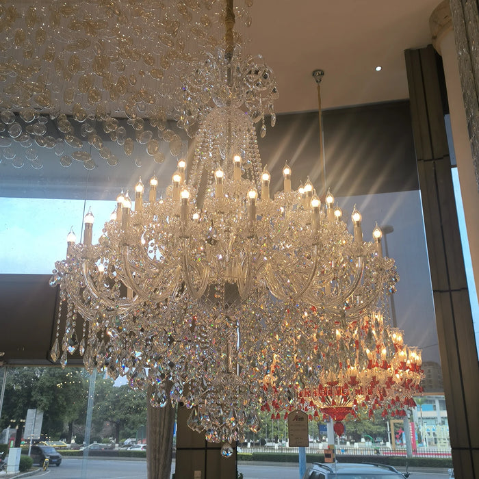 Luxury Classic Clear Crystal Chandelier for Foyer/Staircase/Entryway/Hallway
