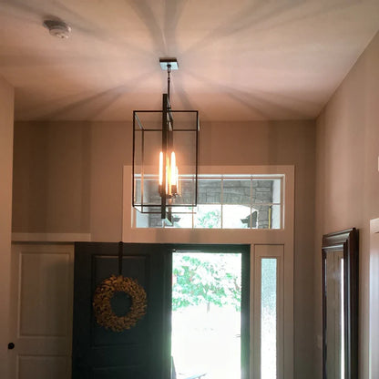 Modern Linear Steel Glass Lampshade Chandelier for Dining Room/Kitchen Island