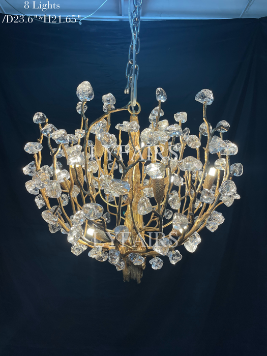 Lampadario da soffitto con pendente in cristallo e rami in ottone per soggiorno/sala da pranzo/ingresso