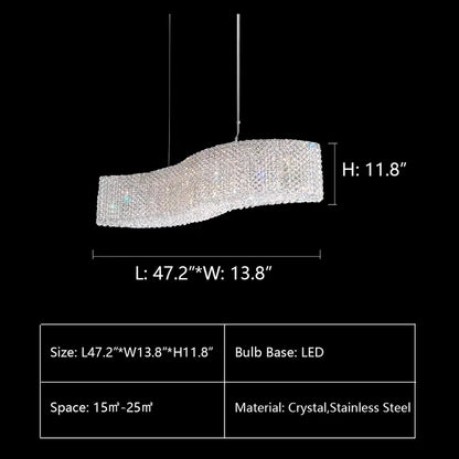 Oversized Luxury Curvilinear Crystal Pendant Chandelier for Dining Room/Kitchen Island/Living Room