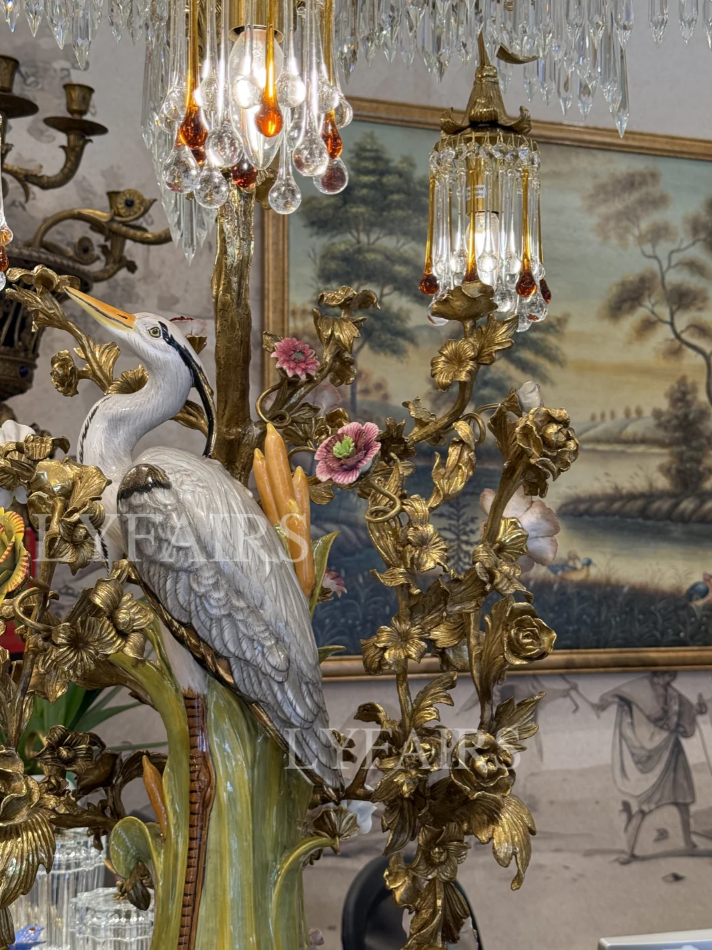 LYFAIRS × FH&Home Avian Melody Chinoiserie Crystal Fringed Table Lamp