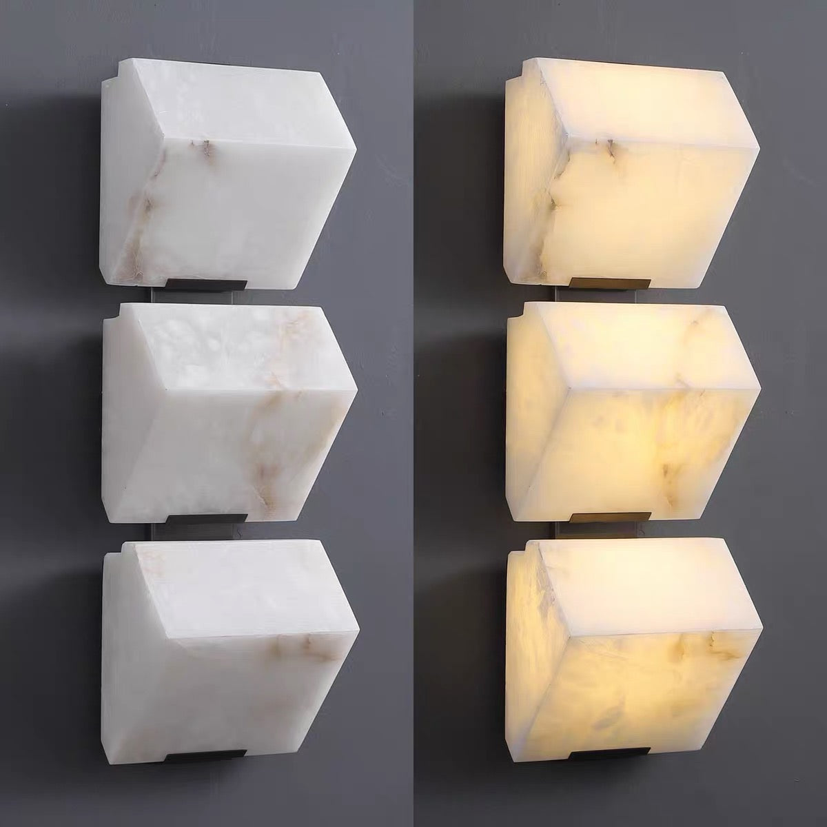 Modern Minimalist Pyramid Natural Alabaster Wall Sconce