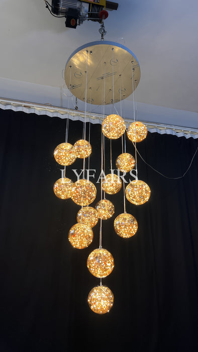 Lustre moderne en forme de globe étoilé pour hall d'entrée, boule en verre transparent, luminaire décoratif pour salon