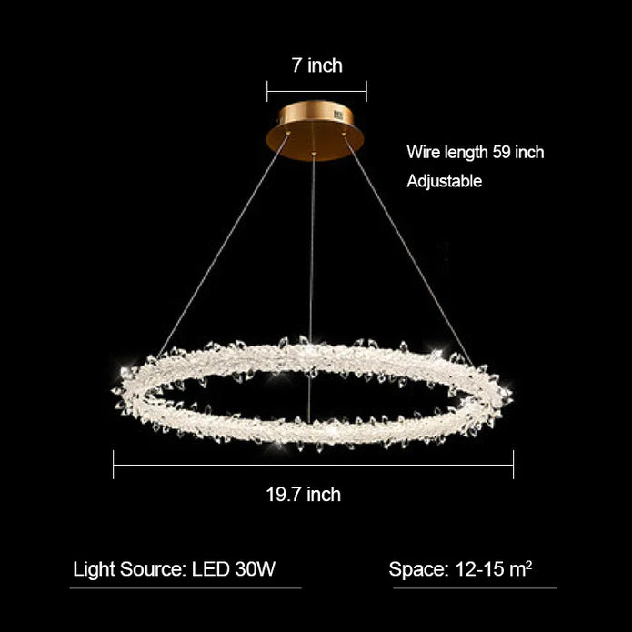 Frost Halo Ring Crystal Chandelier LED Ceiling Light