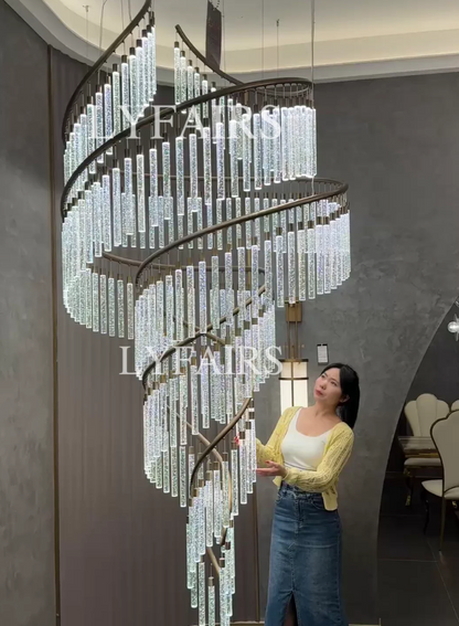 Luxury Spiral Bubble Crystal Chandelier for High Ceiling