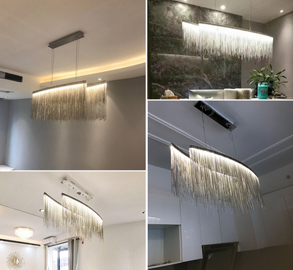 Lampadario a sospensione con nappe in alluminio consigliato dal designer per soggiorno/sala da pranzo/isola della cucina