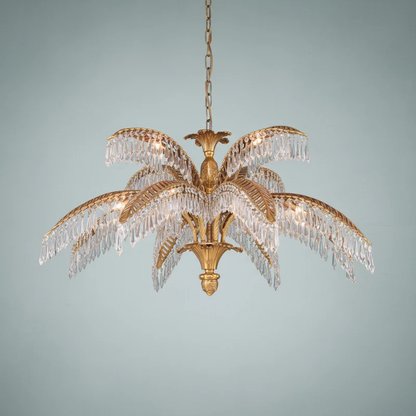 Lustre de luxe en cristal et laiton en forme de palmier pour salon/plafond bas 